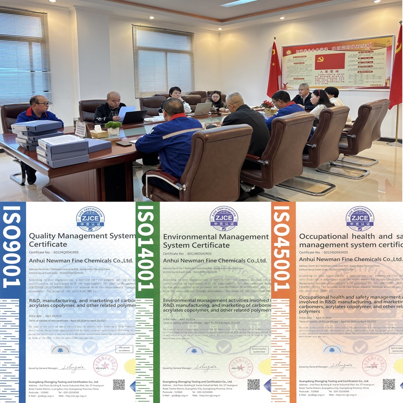 Anhui Newman Chemical Passes Annual inspection of ISO 9001/EMS14001/OHS 45001 Successfully